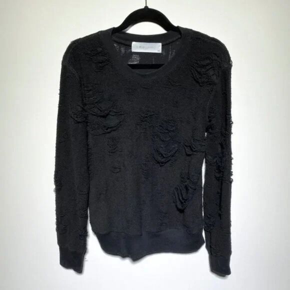 IRO Womens Kismet Textured Frayed Sweater Black Size XS - Picture 1 of 3